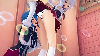 Koneko and Xenovia engage in lesbian action in high school dxd