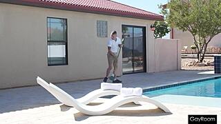 trent pounds the poolboy's ass under the summer sun.