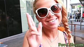 Does teen gargle cum on big cock in pov?