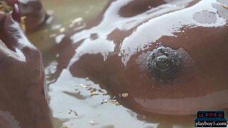 tall black milf ana foxxx casually strips and soaks in a steamy bath