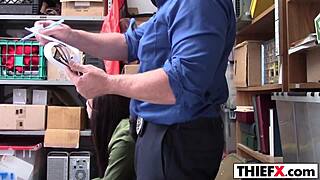 A young woman’s big package is unveiled in the office and she gives great blow job to a large cock
