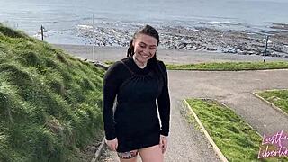 Seduced by Piss Slut Ex, Fingering Her Brunette Pussy Bent Over on Toilet for Orgasm