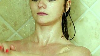 charming brunette model took a shower