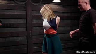 Train That Masochistic Blonde Slave In Dungeon!