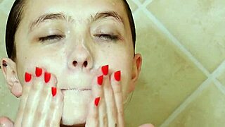 charming brunette model took a shower