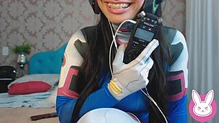 asmr roleplay cosplay dva overwatch as naughty gamer friend with big tits