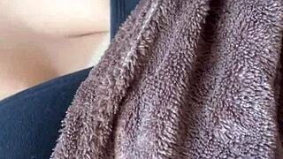 Wife sends video of lover sucking her big natural tits