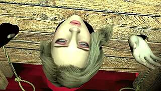 Girl In Wooden Handcuffs Takes A Giant Ork Cock!