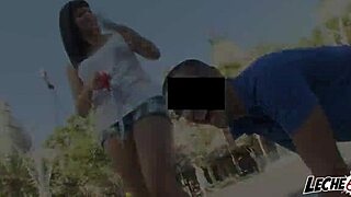 Brunette Licks Big Cock In Outdoor Setting