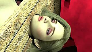 Girl In Wooden Handcuffs Takes A Giant Ork Cock!