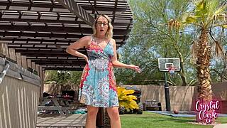 Stepmom caught skinny dipping, ends up in deepthroat action