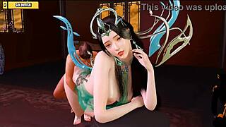 I watch this hentai 3d ep 40 with giant goddess and lucky guy, all over 18