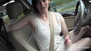 Yanks Babe Savannah Sly Cums Hard with Vibrator in Car