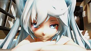 Why Is Miku So Wet at the Pool in 3D Cartoon Tease?