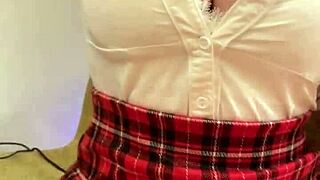 student with huge tits rides dildo and masturbates to intense orgasm