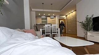 Morning delight with a stunning beauty in wet POV.