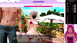 Vtuber Lewdneko masturbates with toys in harem hotel