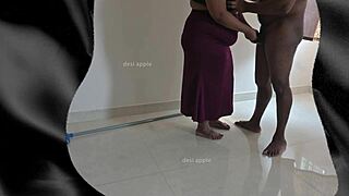 Tamil maid Sreelatha feels guilty yet aroused sucking her owner's cock while his wife is away.