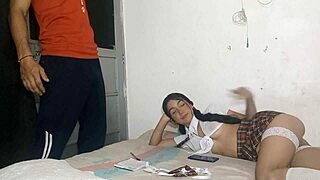 Young schoolgirl waits for stepbrother to do school tasks. I love fucking after school in Medellin.