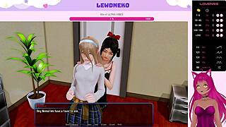 Vtuber Lewdneko masturbates with toys in harem hotel