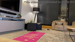 Fitness model turns yoga into handjob.