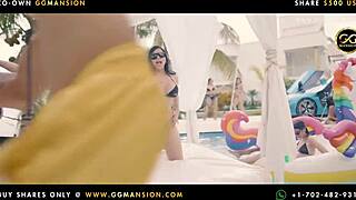 Blonde And Brunette Lesbians Kneel And Finger Each Other's Big Asses In GGMansion