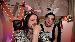 our cute couple dances in the bedroom