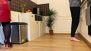 uhh, mother-in-law got my cum in kitchen, oops