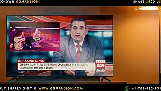 Blonde And Brunette Lesbians Kneel And Finger Each Other's Big Asses In GGMansion