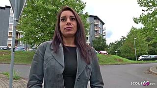 German scout discovers teen 18+ bonnie bei in spontaneous outdoor casting session