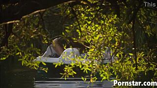 Gorgeous babe dru berrymore enjoys blowjob and fucking with monster cock outdoors.