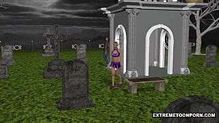 3d Babe Gets Double Penetration In A Graveyard