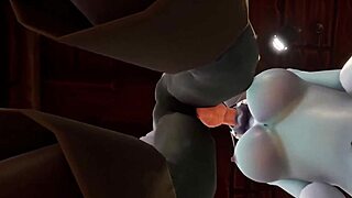 in warcraft porn parody, elf fucks night elf with blindfold in kitchen, tight pussy and anal.