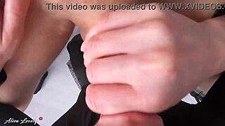Stepsister gives slobbery blowjob and swallows cum in POV, but is she really that horny? Alisa Lovely surprises with her oral skills.
