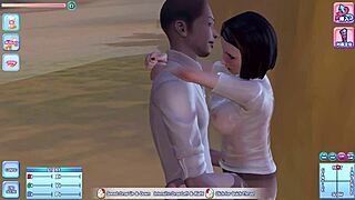 sexy beach resort gameplay with vibrator anal blowjob and cumshot on public beach