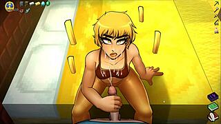 Femdom covers her face with hot cum in hornycraft parody!