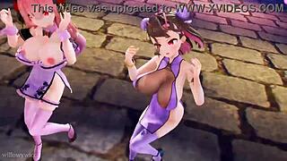 Two girls dancing in 3D animation to music 😊