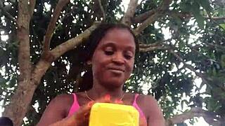 Crazy bitch unboxes package in front of strangers