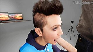 Quick deepthroat blowjob in 3D anime hentai clip