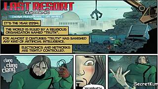 Blonde fucks robot dolls in threesome.