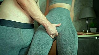 Can't Resist Touching Curvy Stepmom in Yoga Pants After Gym for Hot Creampie