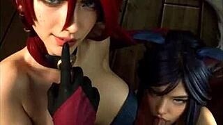 miss fortune and ahri in league of legends cosplay