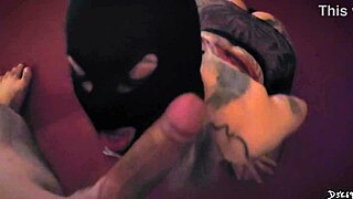 Intense POV doggystyle pounding of submissive doll's tattooed ass, bent over for creampie cumshot.