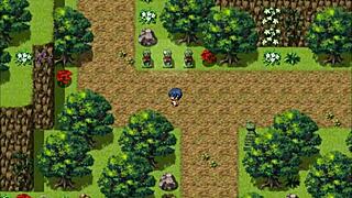 Tanned natsuki masturbates over her plump body in hentai game