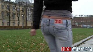 Brunette Babe Stripped Out Of Thong!