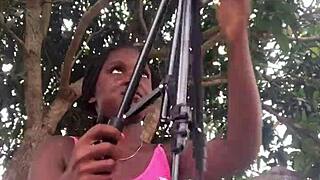 Crazy bitch unboxes package in front of strangers