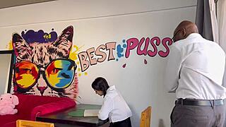 My teacher shoved his big cock in my face and fucked me on the table