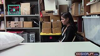 Wow, this santa officer is dominating that shoplifter in the backroom 😱