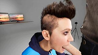 Quick deepthroat blowjob in 3D anime hentai clip