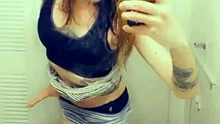 Pretty Tranny in Miniskirt Feels Excited Showing Her Small Cock